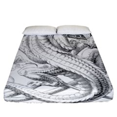 Dragon Lizard Vector Monster Fitted Sheet (california King Size)