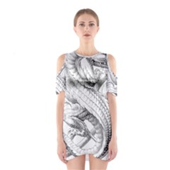 Dragon Lizard Vector Monster Shoulder Cutout One Piece Dress by HermanTelo