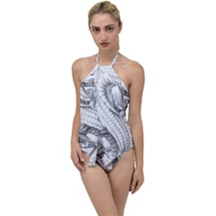 Dragon Lizard Vector Monster Go With The Flow One Piece Swimsuit by HermanTelo