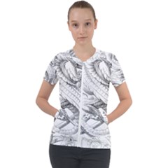 Dragon Lizard Vector Monster Short Sleeve Zip Up Jacket