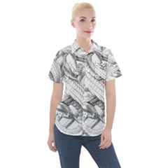 Dragon Lizard Vector Monster Women s Short Sleeve Pocket Shirt