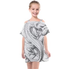 Dragon Lizard Vector Monster Kids  One Piece Chiffon Dress by HermanTelo