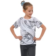 Dragon Lizard Vector Monster Kids  Mesh Piece Tee