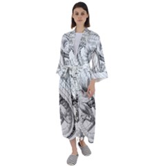 Dragon Lizard Vector Monster Maxi Satin Kimono