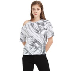 Dragon Lizard Vector Monster One Shoulder Cut Out Tee by HermanTelo