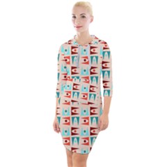 Retro Digital Quarter Sleeve Hood Bodycon Dress