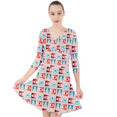 Retro Digital Quarter Sleeve Front Wrap Dress by Mariart