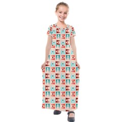 Retro Digital Kids  Short Sleeve Maxi Dress