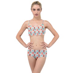 Retro Digital Layered Top Bikini Set