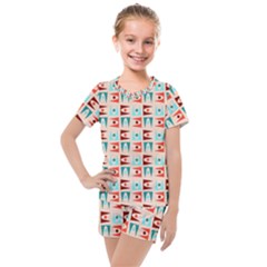 Retro Digital Kids  Mesh Tee And Shorts Set