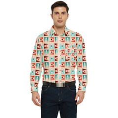 Retro Digital Men s Long Sleeve Pocket Shirt  by Mariart