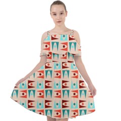 Retro Digital Cut Out Shoulders Chiffon Dress by Mariart