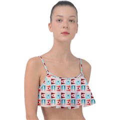 Retro Digital Frill Bikini Top