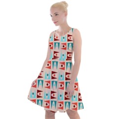 Retro Digital Knee Length Skater Dress