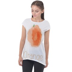 Orange Fruit Watercolor Painted Cap Sleeve High Low Top