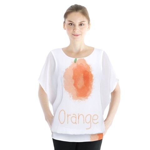 Orange Fruit Watercolor Painted Batwing Chiffon Blouse by Mariart