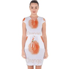 Orange Fruit Watercolor Painted Capsleeve Drawstring Dress  by Mariart