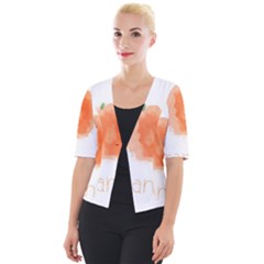 Orange Fruit Watercolor Painted Cropped Button Cardigan