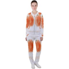 Orange Fruit Watercolor Painted Casual Jacket And Pants Set