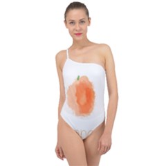 Orange Fruit Watercolor Painted Classic One Shoulder Swimsuit