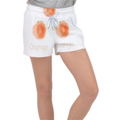 Orange Fruit Watercolor Painted Velour Lounge Shorts by Mariart