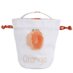 Orange Fruit Watercolor Painted Drawstring Bucket Bag