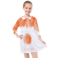 Orange Fruit Watercolor Painted Kids  Quarter Sleeve Shirt Dress