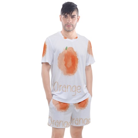 Orange Fruit Watercolor Painted Men s Mesh Tee And Shorts Set by Mariart