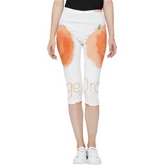 Orange Fruit Watercolor Painted Inside Out Lightweight Velour Capri Leggings  by Mariart