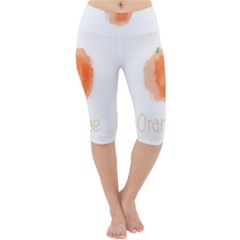 Orange Fruit Watercolor Painted Lightweight Velour Cropped Yoga Leggings