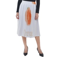 Orange Fruit Watercolor Painted Classic Velour Midi Skirt 