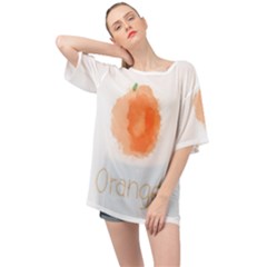 Orange Fruit Watercolor Painted Oversized Chiffon Top by Mariart