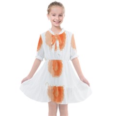 Orange Fruit Watercolor Painted Kids  All Frills Chiffon Dress