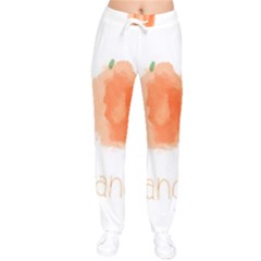 Orange Fruit Watercolor Painted Women Velvet Drawstring Pants by Mariart