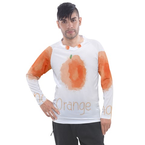 Orange Fruit Watercolor Painted Men s Pique Long Sleeve Tee by Mariart