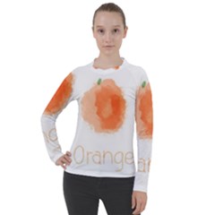 Orange Fruit Watercolor Painted Women s Pique Long Sleeve Tee