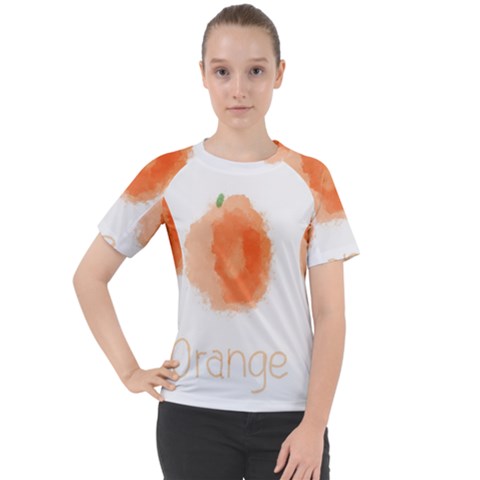 Orange Fruit Watercolor Painted Women s Sport Raglan Tee by Mariart