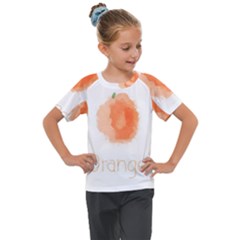 Orange Fruit Watercolor Painted Kids  Mesh Piece Tee