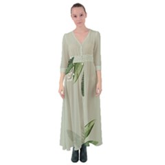 Banana Pattern Plant Button Up Maxi Dress