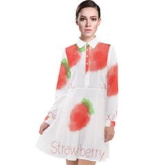 Strawbery Fruit Watercolor Painted Long Sleeve Chiffon Shirt Dress by Mariart