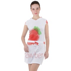 Strawbery Fruit Watercolor Painted Drawstring Hooded Dress