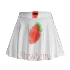 Strawbery Fruit Watercolor Painted Mini Flare Skirt by Mariart