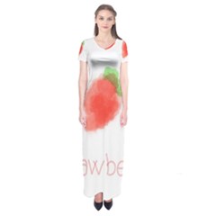 Strawbery Fruit Watercolor Painted Short Sleeve Maxi Dress by Mariart