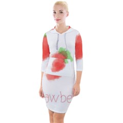 Strawbery Fruit Watercolor Painted Quarter Sleeve Hood Bodycon Dress by Mariart