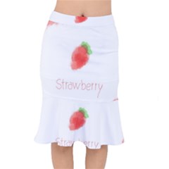 Strawbery Fruit Watercolor Painted Short Mermaid Skirt by Mariart