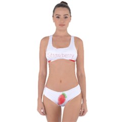 Strawbery Fruit Watercolor Painted Criss Cross Bikini Set by Mariart