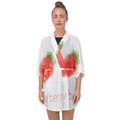 Strawbery Fruit Watercolor Painted Half Sleeve Chiffon Kimono