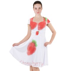 Strawbery Fruit Watercolor Painted Cap Sleeve Midi Dress