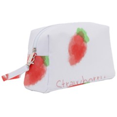 Strawbery Fruit Watercolor Painted Wristlet Pouch Bag (large)