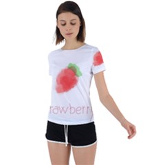 Strawbery Fruit Watercolor Painted Back Circle Cutout Sports Tee by Mariart